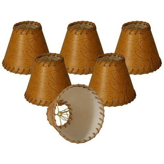 Royal Designs, Inc. Round Faux 2 Tone Leather Chandelier Basic Shade CS-970-6-6, Dark Brown, 3 x 6 x 5, Pack of 6
