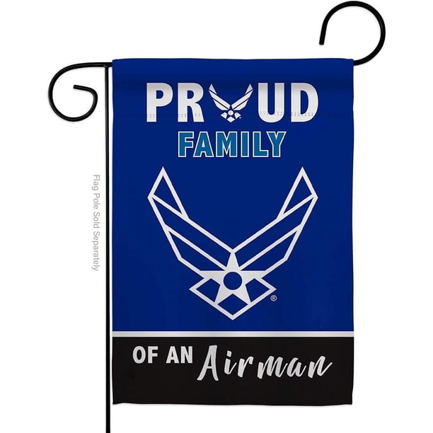 Bandera de jardín Breeze Decor con el lema "Orgulloso aviador familiar", de la Fuerza Aérea Armada de los Estados Unidos, USAF, veterano militar estadounidense, oficial retirado, decoración para el