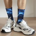 thumbnail image 4 of Uemuo Blue Lightning Pattern Women's Crew Socks, Soft Durable Breathable Moisture-Wicking with Odor Control Cotton socks, 4 of 9