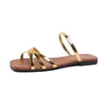 thumbnail image 5 of Women's Flat Sandals Square Open Toe Strappy Slingback Casual Summer Shoes Gold 7.5, 5 of 7