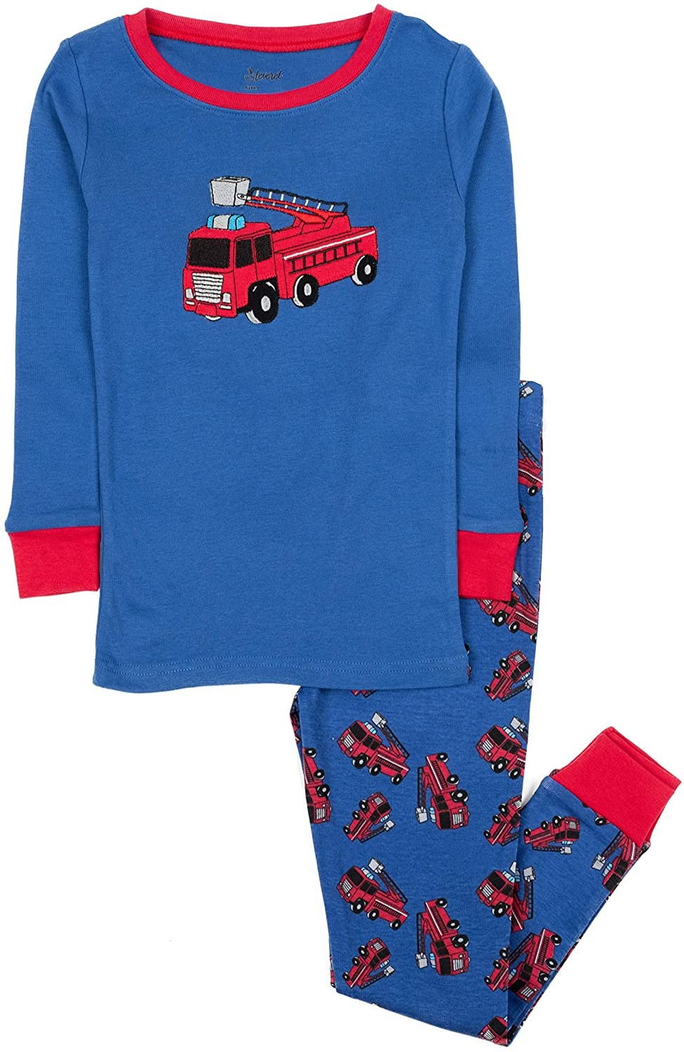 Pyjamas for Boys Firetruck Fire Engine Pjs Set for Kids Cotton Long Sleeve Sleepwear for Toddler Boys 1-7 Years 
