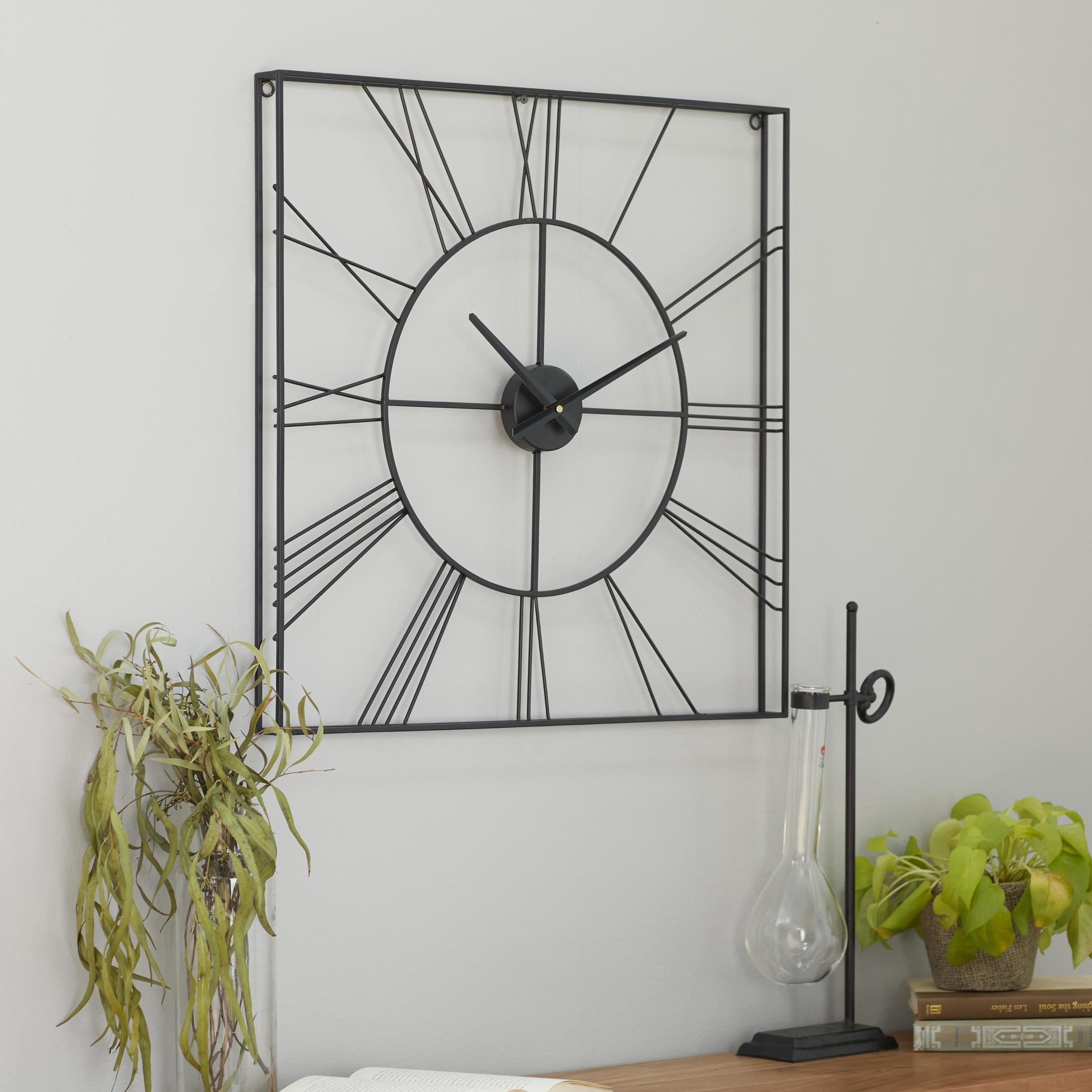 Cosmoliving by Cosmopolitan Industrial Metal Wall Clock, 24"L x 24"H, Black
