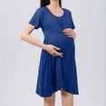 thumbnail image 2 of VEKDONE Clearance Nursing Nightgown Dresses, 3 In 1 Maternity Nightgown Short Sleeve Nursing Gown Breasfeeding Pregnancy Sleepwear Delivery Dress Blue XL, 2 of 3