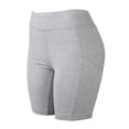 thumbnail image 2 of Women's High Waist Soft Ultra Stretch Yoga Shorts Leggings with 2 Side Pockets Pack of 3 Heather Grey, 2 of 4