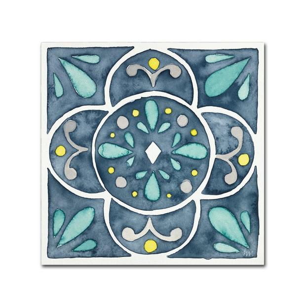 Trademark Fine Art 'Garden Getaway Tile VII Blue' Canvas Art by Laura ...