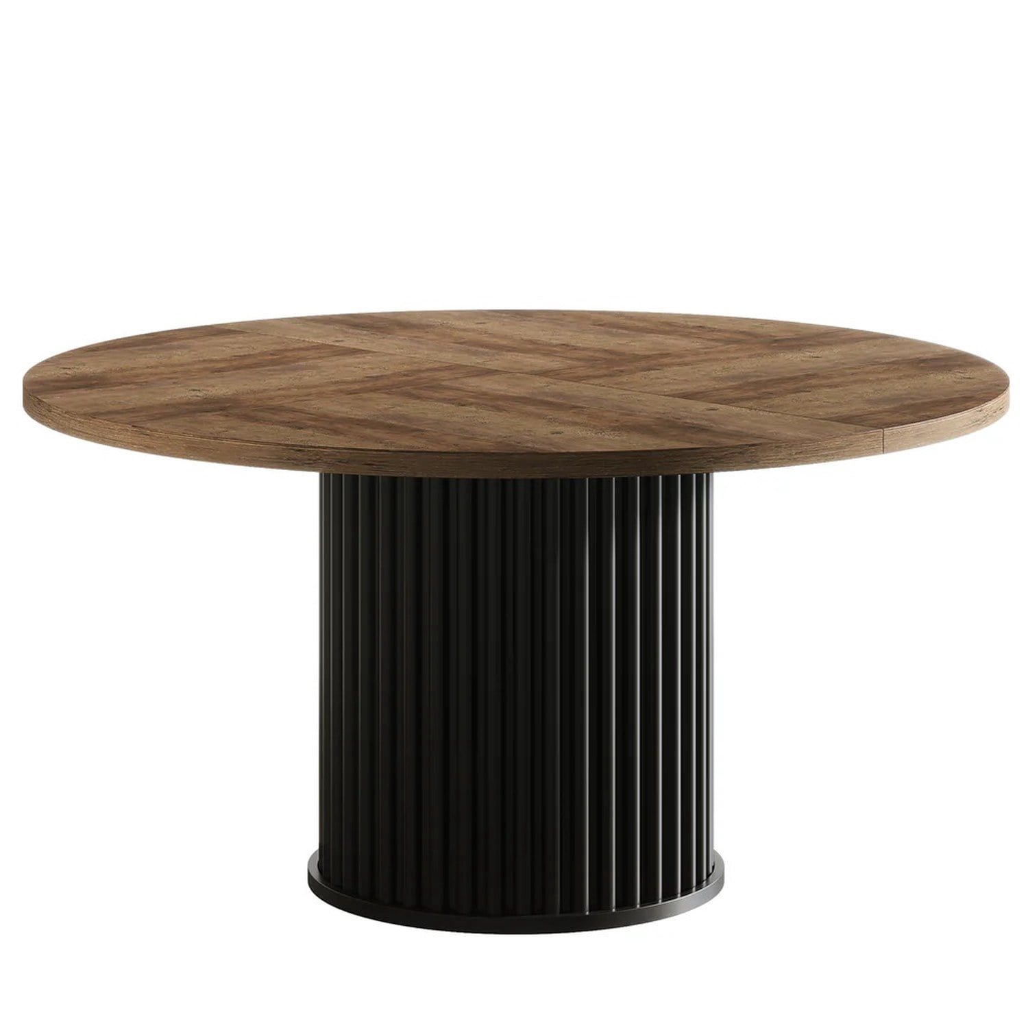 Astoutdoor Round Dining Table, 47.24 in, Seats 6, Black