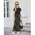 thumbnail image 2 of Arshiner Girls 2 Piece Outfits Short Sleeve Ruched Drawstring Crewneck Tops and Wide Leg Pants with Pockets Clothing Sets, 2 of 7