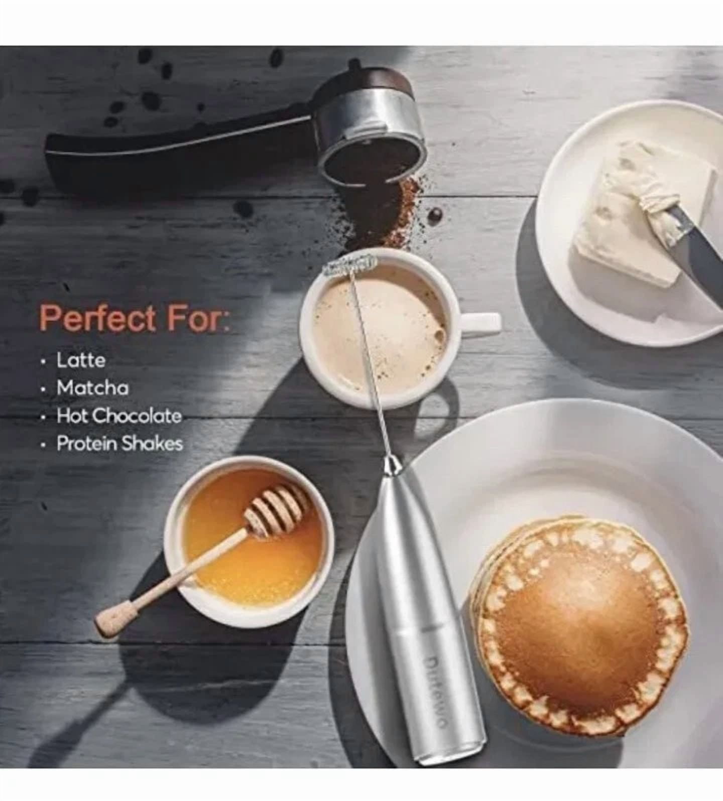 CRESTIN- Silver Hand Mixer Milk Frother - Coffee Bar Accessories Frother Handheld Wk102