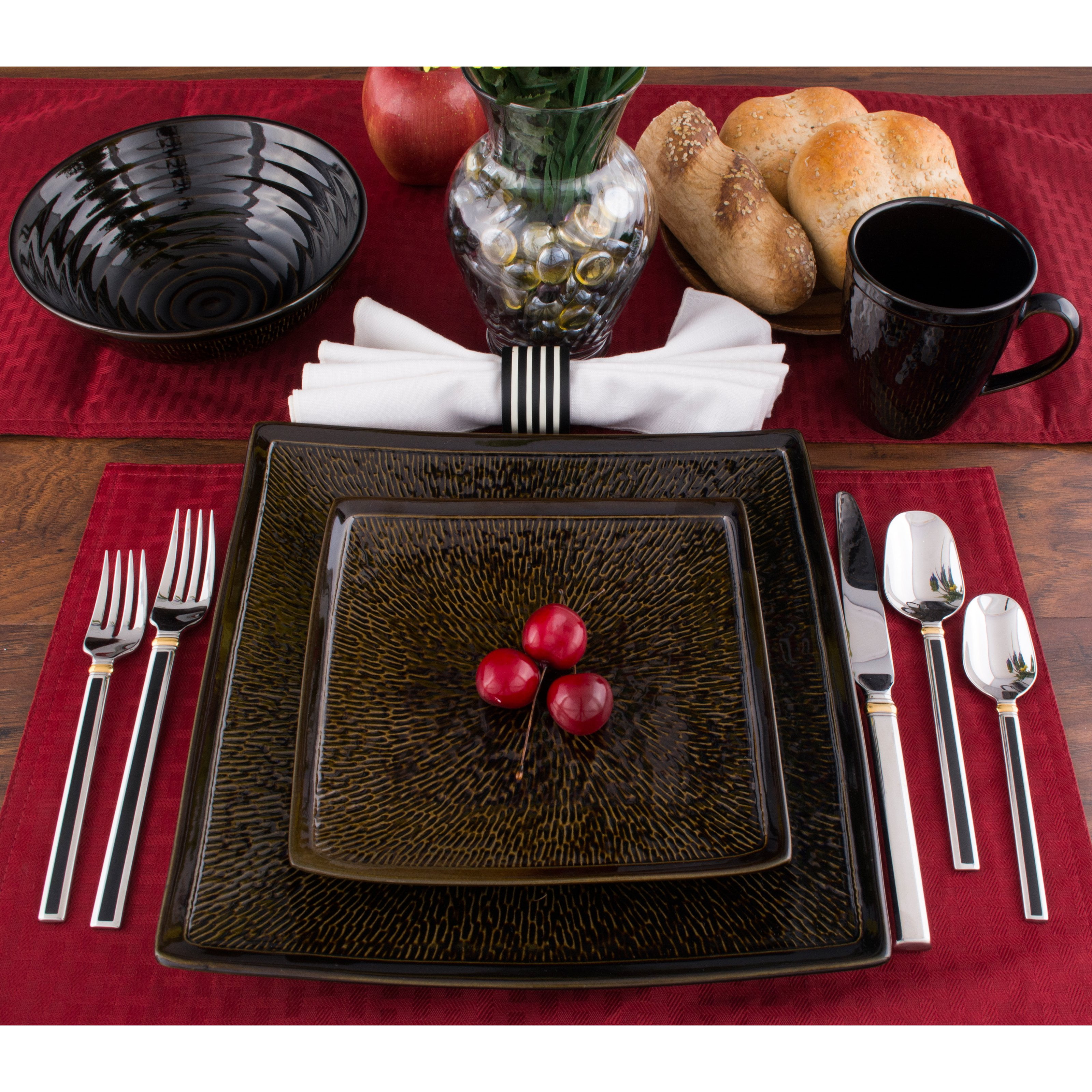 Sango Galaxy 16 Piece Dinnerware Set Black