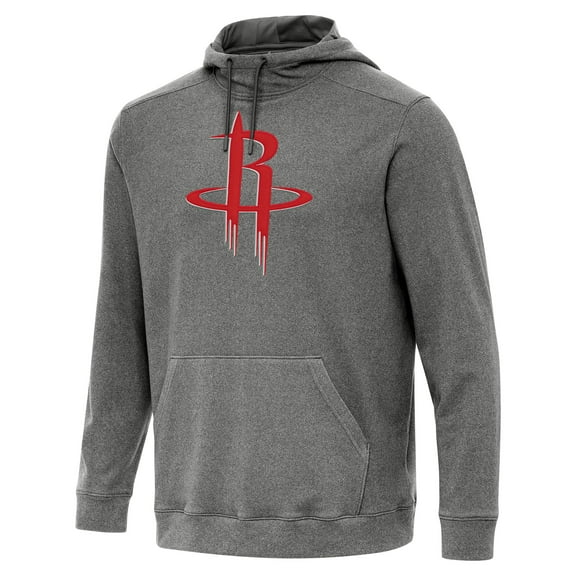 Men's Antigua Heather Black Houston Rockets Cloud Pullover Hoodie