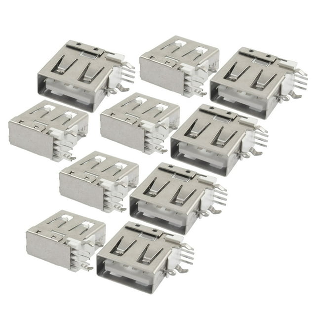 Unique Bargains 10 Pcs USB Type A Female Side Solder Soldering Standard Port Jacks