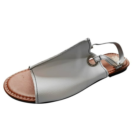 

Jungdeepe Women s Summer Casual Pure Color Bright Leather Hollow Out Flat Bottom Out Large Size Sandals Slippers