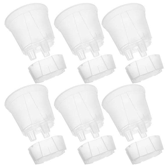 KALLORY 6-Pack Clear Plastic Drainage Pots for Indoor Plants with Self-Watering Feature, for Home Gardening