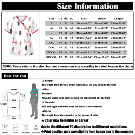 

Alrise Army Green Summer Plus Size Scrubs Top for Women Fashion Print Short Sleeve T-Shirt V-Neck Pockets Workwear Blouse 4X-Large