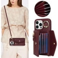 thumbnail image 2 of for iPhone 14 Pro Case Wallet with Strap for Women - Crossbody Lanyard,Zipper Pocket,Credit Card Holder,Ring Stand - RFID Blocking Phone Wallet Case for iPhone 14 Pro(6.1 inch,Wine Red), 2 of 18
