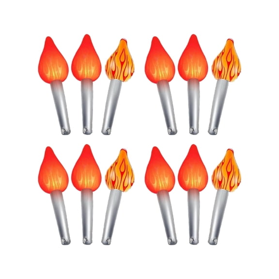 Pack of 12 LED Illuminated Torch Props Halloween Party Decorations with Realistic Flame Effect Stage Decorative Props