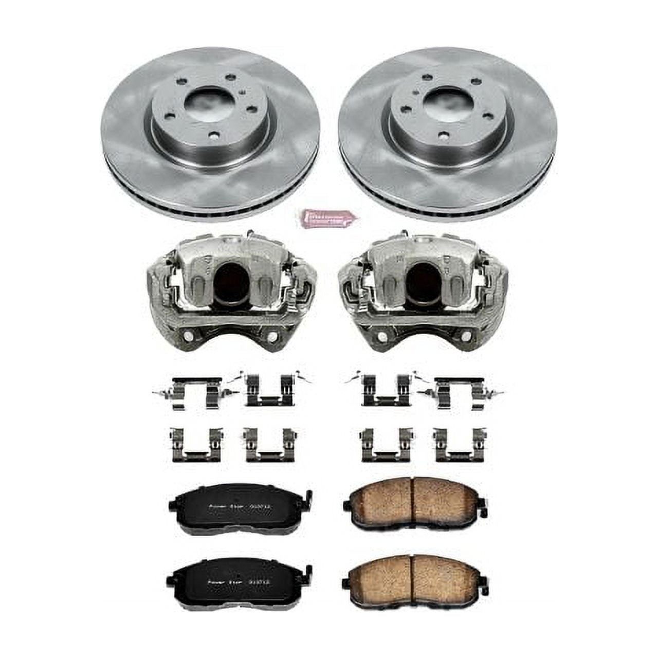 PowerStop Front Stock Replacement Brake Pad and Rotor Kit with Calipers Fits: INFINITI NISSAN Select Models KCOE3140