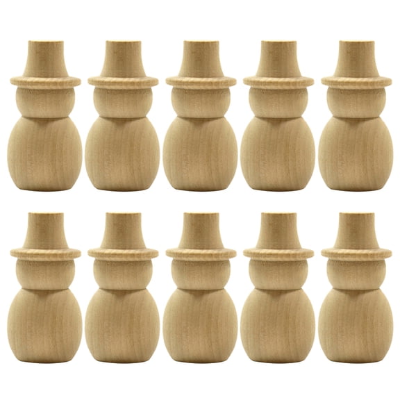HUONA Set of 10 Wooden Peg Dolls Unfinished Wooden Snowman Doll Small Wood Snowman Figures for DIY Crafts Art Projects Painting Snowman Peg Doll