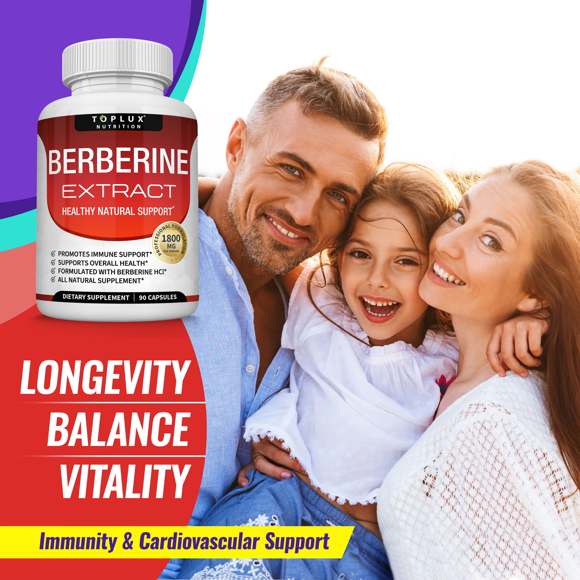 Toplux Berberine Supplement 1800mg Pure Berberine Hcl Supports Healthy Levels 90 Capsules