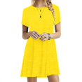 thumbnail image 1 of Nouvelle Couleur Unie Manches Courtes Midi Robe Décontractée Simple T-Shirt en Vrac Robe de Femmes, 1 of 5