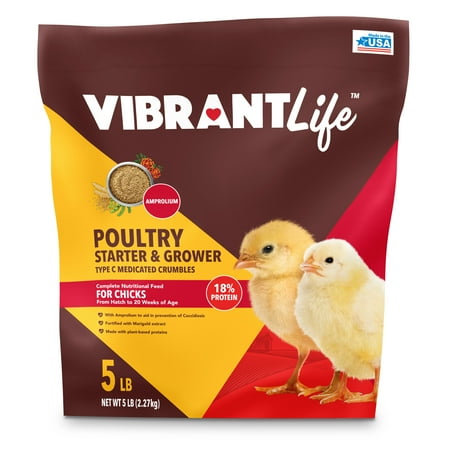 Vibrant Life Poultry Starter & Grower Medicated Crumbles, 5 lb