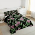 thumbnail image 3 of Homewish Kawaii Rustic Flower Bedding Comforter Set,Country Farmhouse Lodge Twin Comforter Sets,Black Green Pink Bedding Set For Girl,Microfiber Bedroom Decor Reversible,2-Piece, 3 of 8