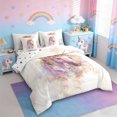 thumbnail image 2 of Erosebridal Cartoon Horse Unicorn 7pcs Bedding Comforter Set,Colorful Cute Floral Queen Bedding Sets For Kids Girls,Reversible, 2 of 7
