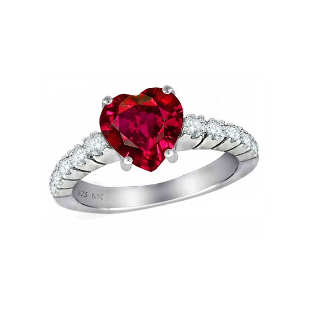 Star K - 8mm Heart Shape Created Ruby Ring - Walmart.com - Walmart.com