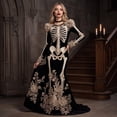 thumbnail image 3 of Women's Halloween Skeleton Costume, Gothic Witch Dress with Long Sleeves and Round Neck, Medieval Renaissance Cosplay Dress for Halloween Party, Costume Events & Themed Parties, 3 of 7
