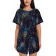 thumbnail image 1 of Fotbe Peacock Feathers Conjunto de Pijama Estampado para Mujer, 2 Piezas, Ropa de Dormir con Camiseta de Manga Corta y Shorts Suaves-Small, 1 of 6