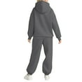thumbnail image 5 of Womens 2 Piece Outfits Hoodie Sweatsuit Sets Over Sized Sweatshirt Baggy Fall Fashion Sweatpants with Pockets, for Winter Lounge and Casual Activities,Dark Gray,L, 5 of 7