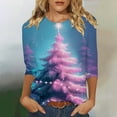 thumbnail image 2 of Fashion Fall Saving Women's Festive Holiday Tree Shirt Three Quarter Sleeve Round Neck Casual Blouse for Christmas Party Tees Tshirts Tops My Items, 2 of 5