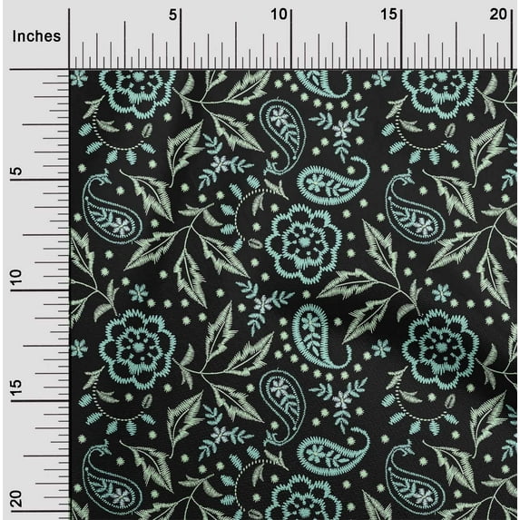 oneOone Cotton Flex Fabric Paisley|Leaves & Floral Artistic Print Sewing Fabric BTY 40 Inch Wide