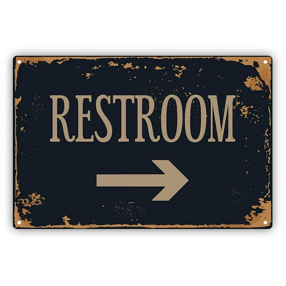 Rest Room With RIGHT Side Arrow Vintage Alert Aluminum Metal Sign 8x12
