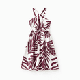 thumbnail image 2 of PatPat Tenues Assorties pour la Famille Chemises à Imprimé de Feuilles Rouges et Robe à Bretelles avec Ceinture pour Hawaii/croisière/centre de Villégiature/tenue Décontractée, 2 of 6