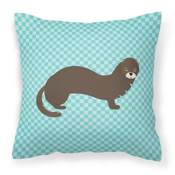 Russian or European Mink Blue Check Fabric Decorative Pillow - 14 x 14 in.
