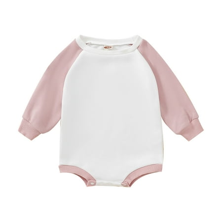 

Rovga Baby Girl Bodysuits Long Sleeve Patchwork Colour Romper Sweatshirt Bodysuits