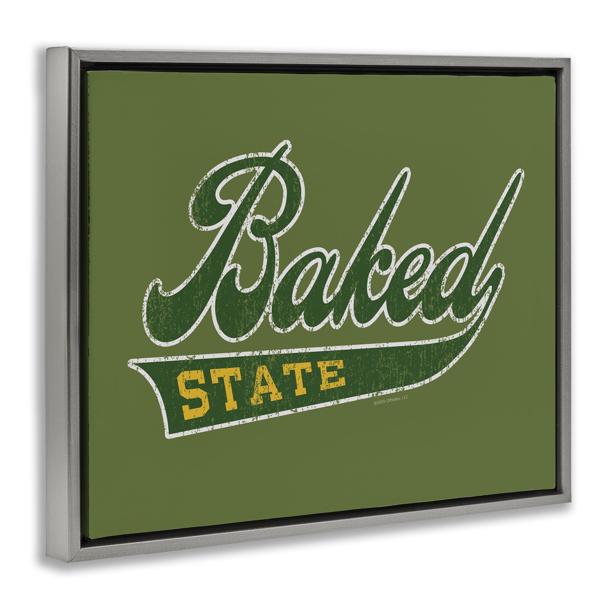 Stupell Industries Baked State Varsity Style Text & Numbers Painting Gray Floater Framed Canvas Art Print Wall Art, 21 x 17