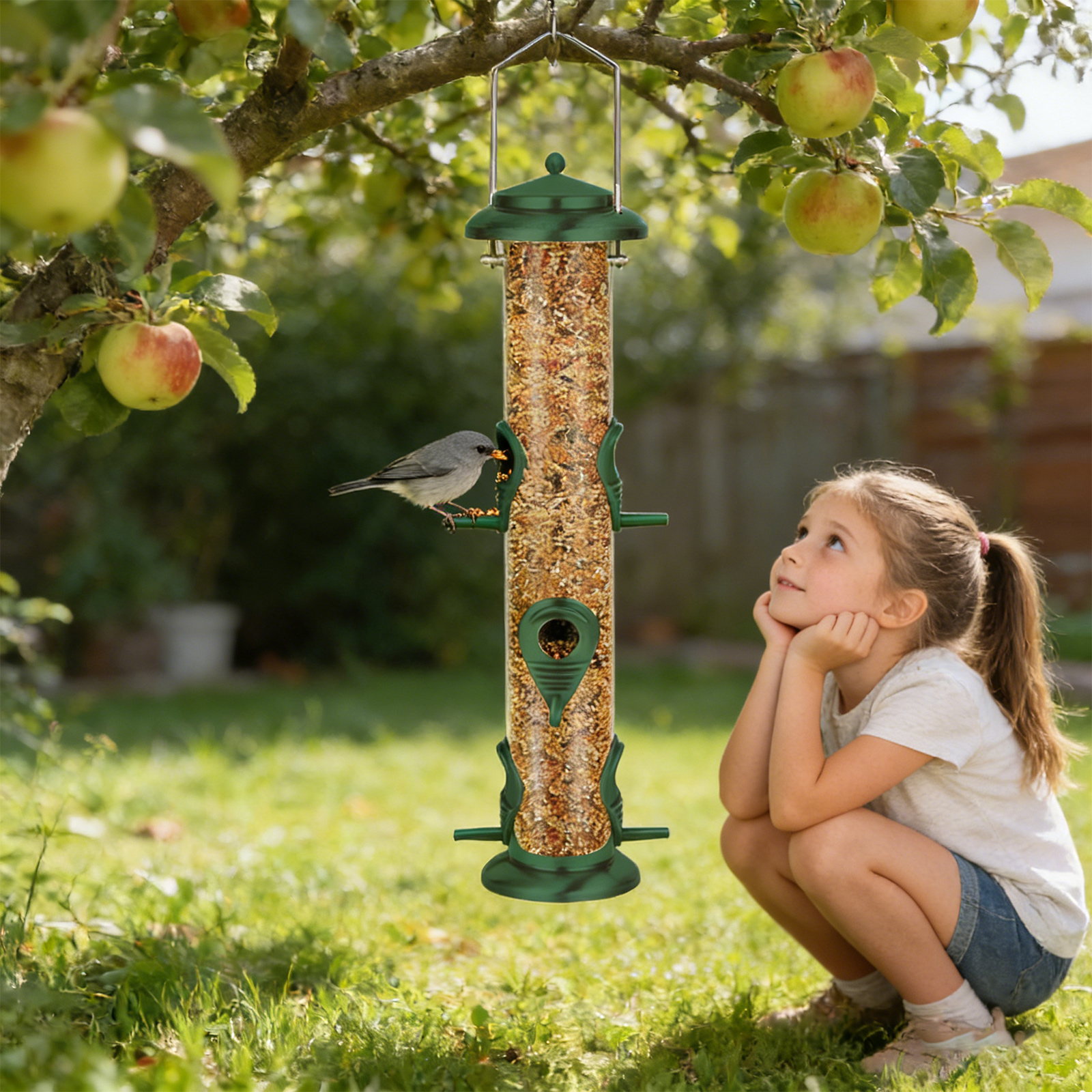 6-Mouth Bird Feeder Metal and Transparent Bird Feeder, Hummingbird Feeder, Bird Feeder, Bird Feeder for Outdoors Hanging, Window Bird Feeder