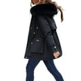 thumbnail image 2 of CFLVAEK Womens Winter Coat with Faux Fur Hood Plus Size Thicked Thermal Puffer Jackets Solid Zip Up Down Jacket with Pockets Black L, 2 of 7