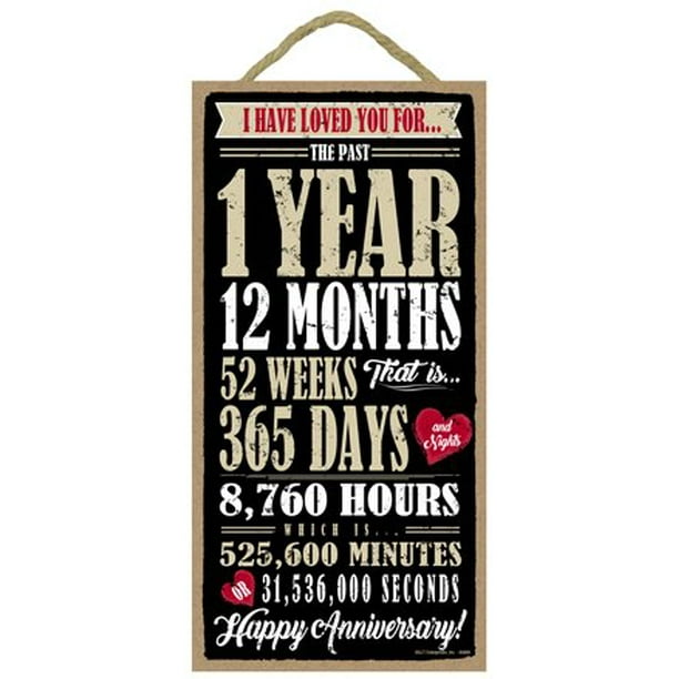 Sjt Enterprises Inc I Have Loved You For 1 Year 12 Months 52 Weeks Ect Happy Anniversary 5 X 10 Primitive Wood Plaque Sign Sjt Walmart Com