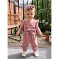 thumbnail image 5 of RUINIXCW Baby Girls Fall Romper Floral Print Patchwork Jumpsuits  Cute Headband, 5 of 8
