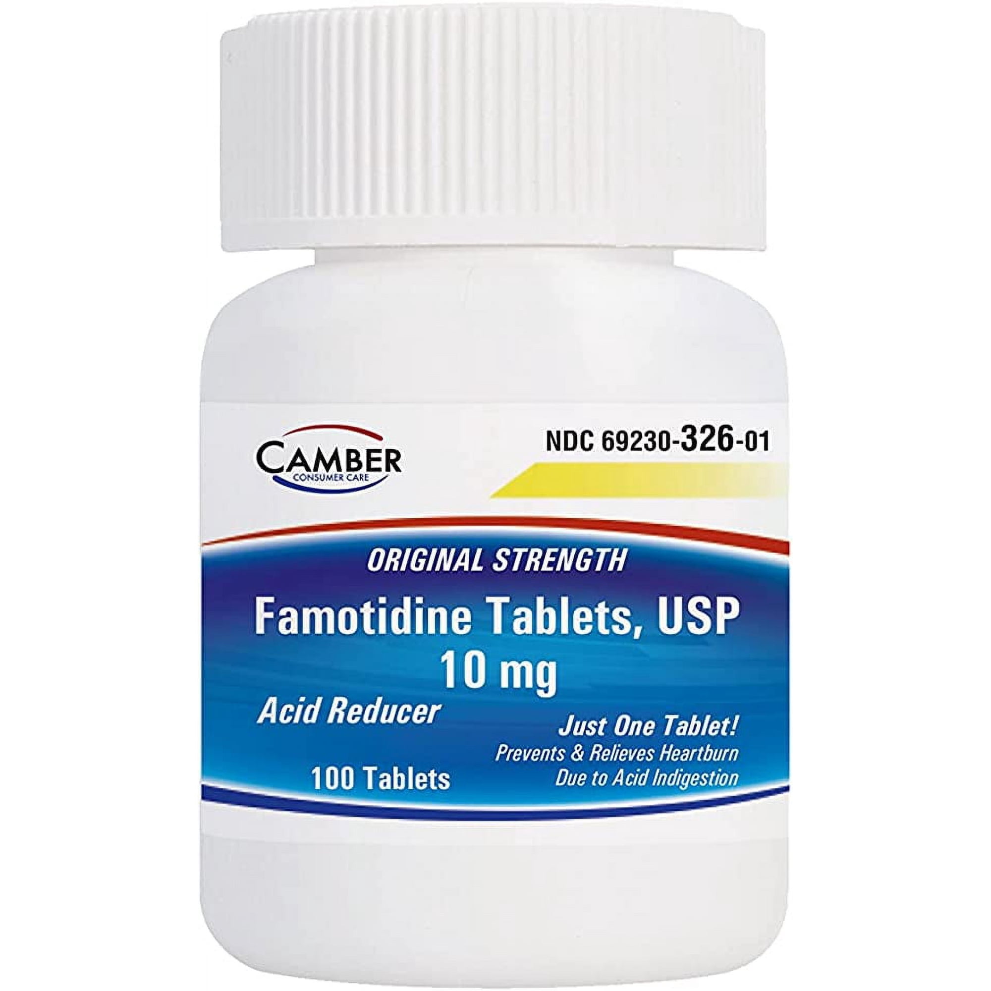 Camber Consumer Care Famotidine 10 mg Tablets, Acid Relief Tablets, 100 Count