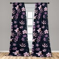 thumbnail image 4 of Ambesonne Tropical Curtains, Exotic Botanical Retro, Pair of 28"x63", Navy Blue and Soft Pink, 4 of 5