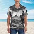 thumbnail image 2 of Zufioo 60s Black White Western Cowboy Hawaiian Shirt for Men,Beach Shirts Tropical Vacation Shirts,Sleeve Casual Button Down Shirt with Pocket for Travel,Beach,Party,daily,Small, 2 of 7