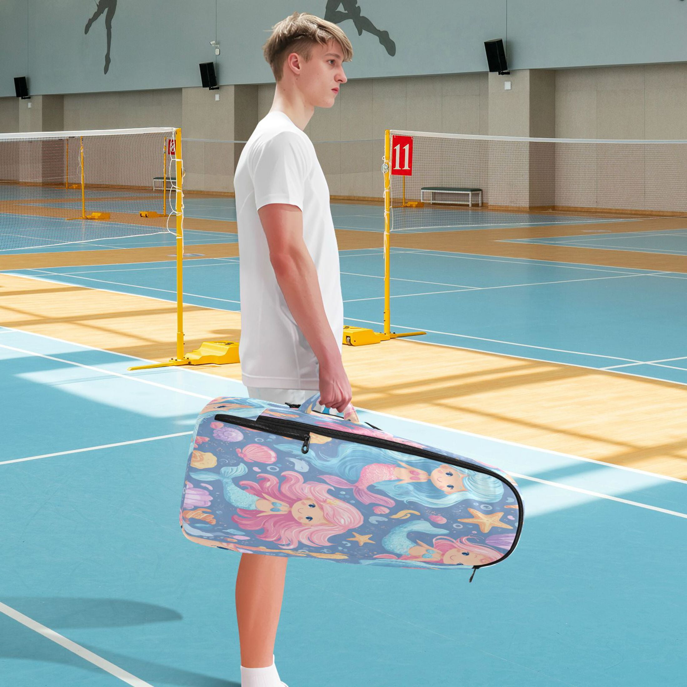 2 Racquet Holder Tennis Backpack Tennis Racket Covers Gym Bags Cute Little Mermaids