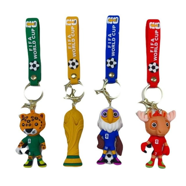 Increible! Set Llaveros Mascotas Mundialistas Futbol 2026 Maple Zayu Clutch 4 pack