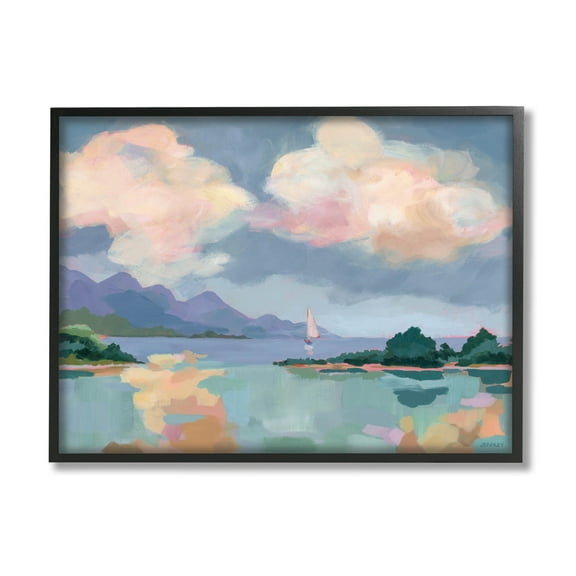 Stupell Industries Escape Peaceful Bay Landscape Painting Black Framed Art Print Wall Art, Design by Brinley Designs