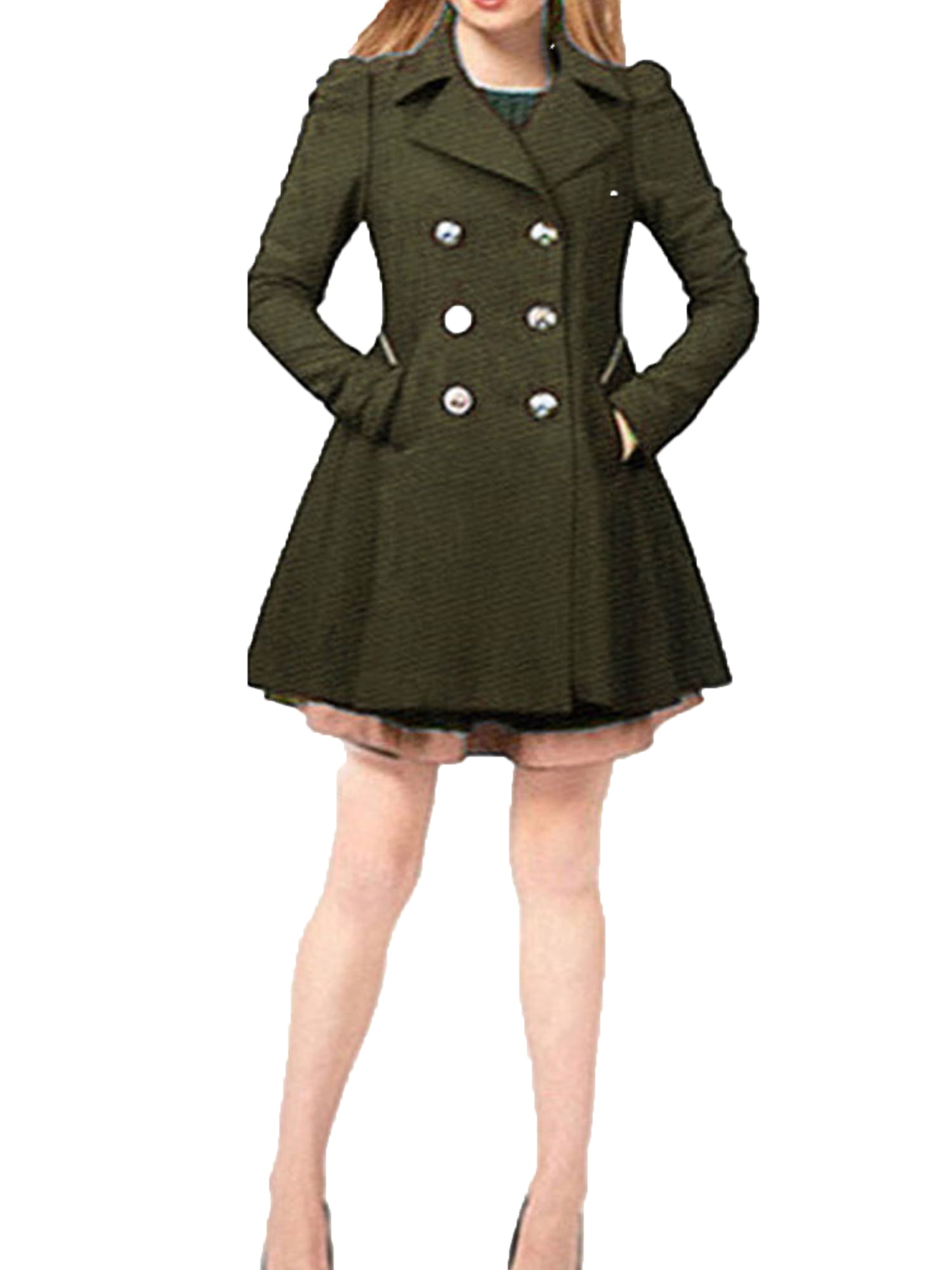 Women Full-Length Jacket Coat Winderbreaker Slim Fit Long Trench Outwear Parka
