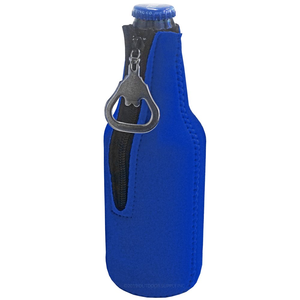 Zipper Beer Bottle Cooler Sleeve with Bottle Opener